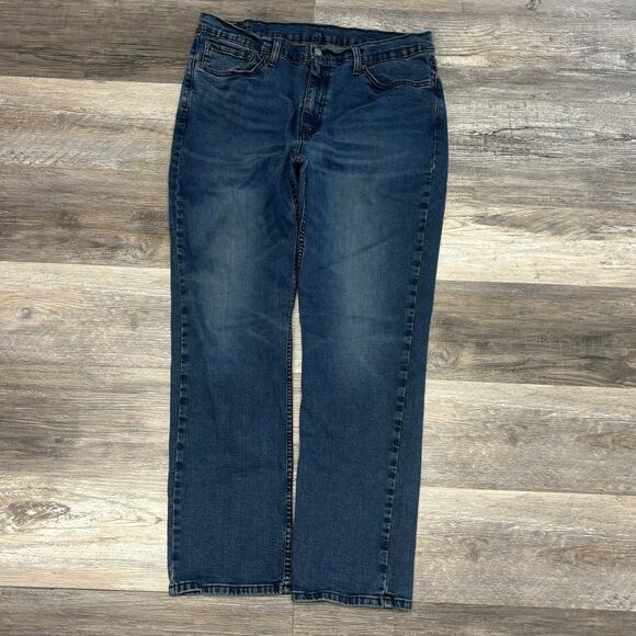 Levis 514 Faded Dark Wash Blue Mens 36x30 Straight Fit Denim Jeans Red Tab - Picture 2 of 14